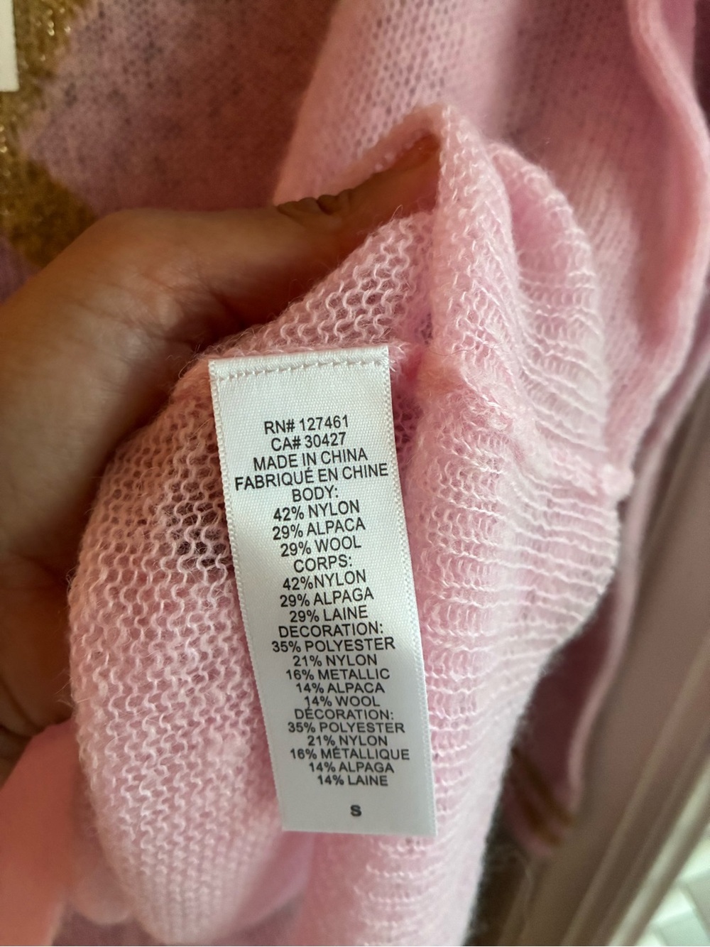 Wildfox Pink Gold Key Sweater Alpaca Wool Blend Size Small NWT - Picture 6 of 8